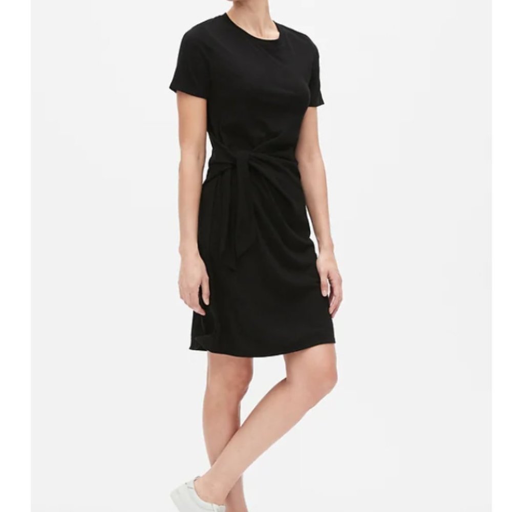 100% Cotton Tie Waist Shirt Dress - S